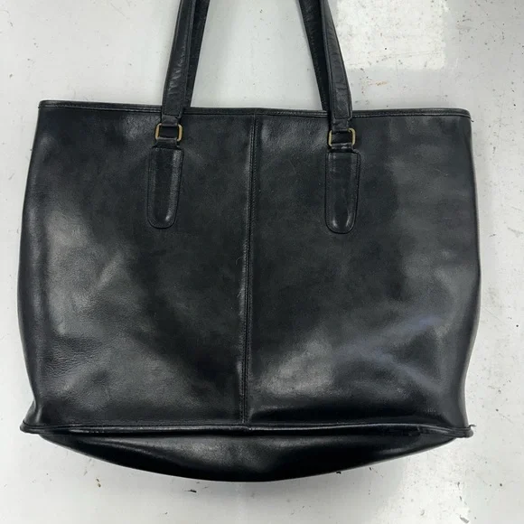Coach Vintage Black Leather Tote Bag - Picture 1 of 8